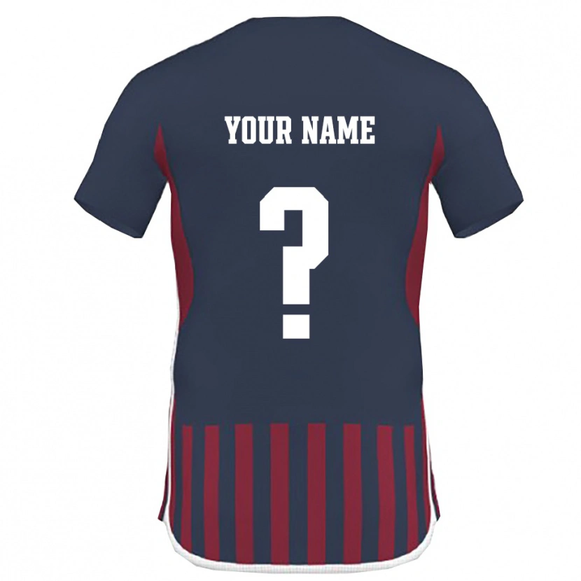 Danxen Kinderen Uw Naam #0 Donkerblauw Rood Thuisshirt Thuistenue 2025/26 T-Shirt België