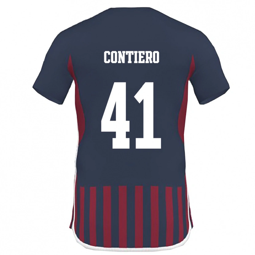 Danxen Kinderen Edoardo Contiero #41 Donkerblauw Rood Thuisshirt Thuistenue 2025/26 T-Shirt België