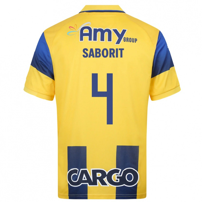 Danxen Kinderen Enric Saborit #4 Geel Donkerblauw Thuisshirt Thuistenue 2025/26 T-Shirt België