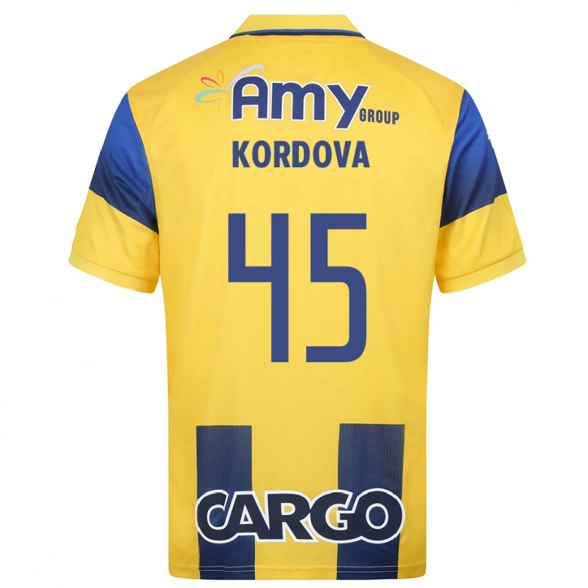 Danxen Kinderen Adir Córdoba #45 Geel Donkerblauw Thuisshirt Thuistenue 2025/26 T-Shirt België