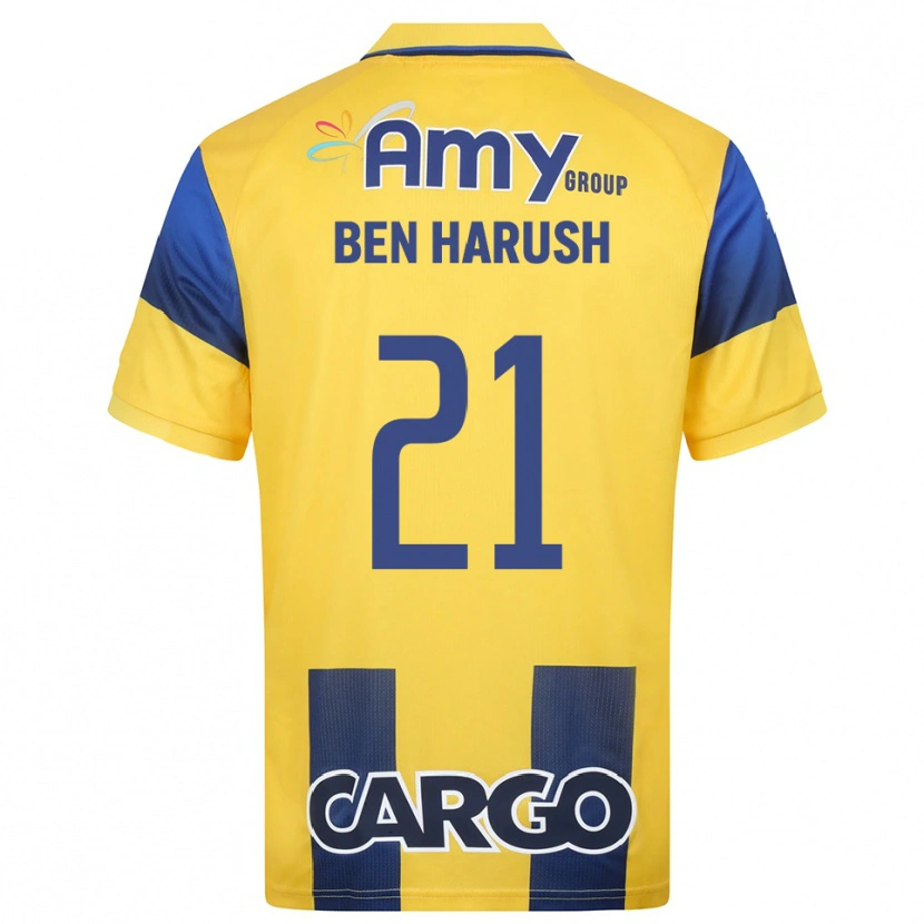 Danxen Kinderen Noam Ben Harush #21 Geel Donkerblauw Thuisshirt Thuistenue 2025/26 T-Shirt België