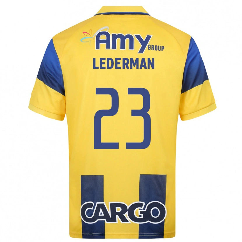 Danxen Kinderen Ben Lederman #23 Geel Donkerblauw Thuisshirt Thuistenue 2025/26 T-Shirt België