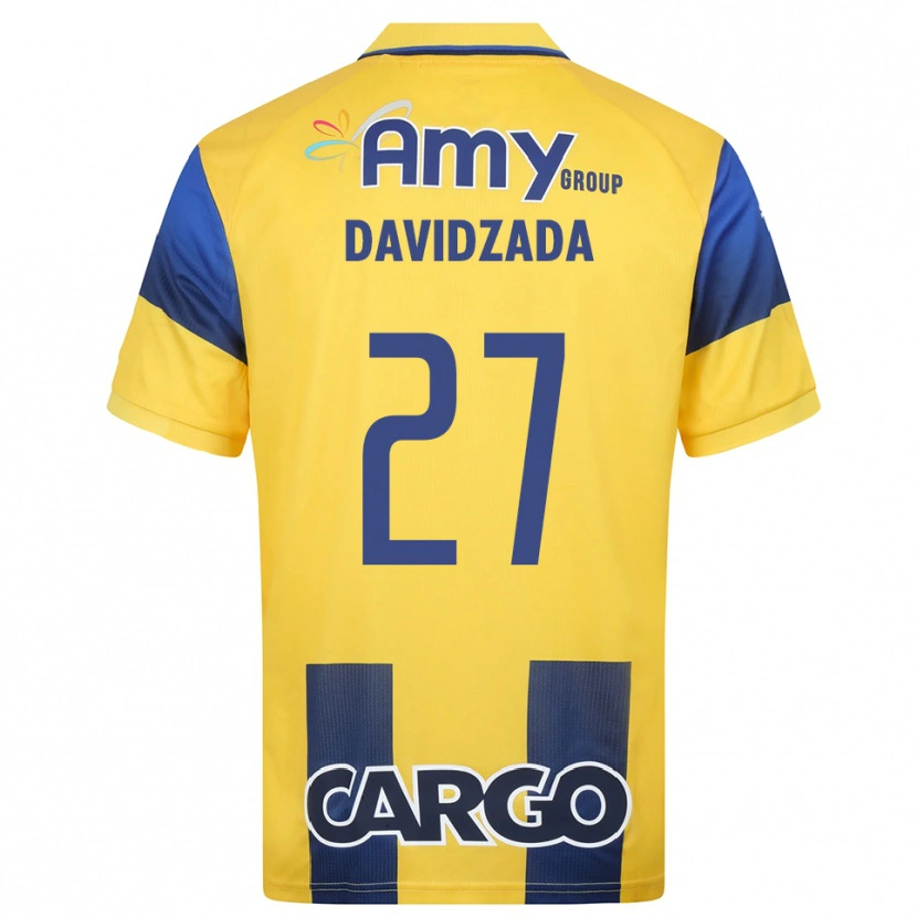 Danxen Kinderen Ofir Davidzada #27 Geel Donkerblauw Thuisshirt Thuistenue 2025/26 T-Shirt België