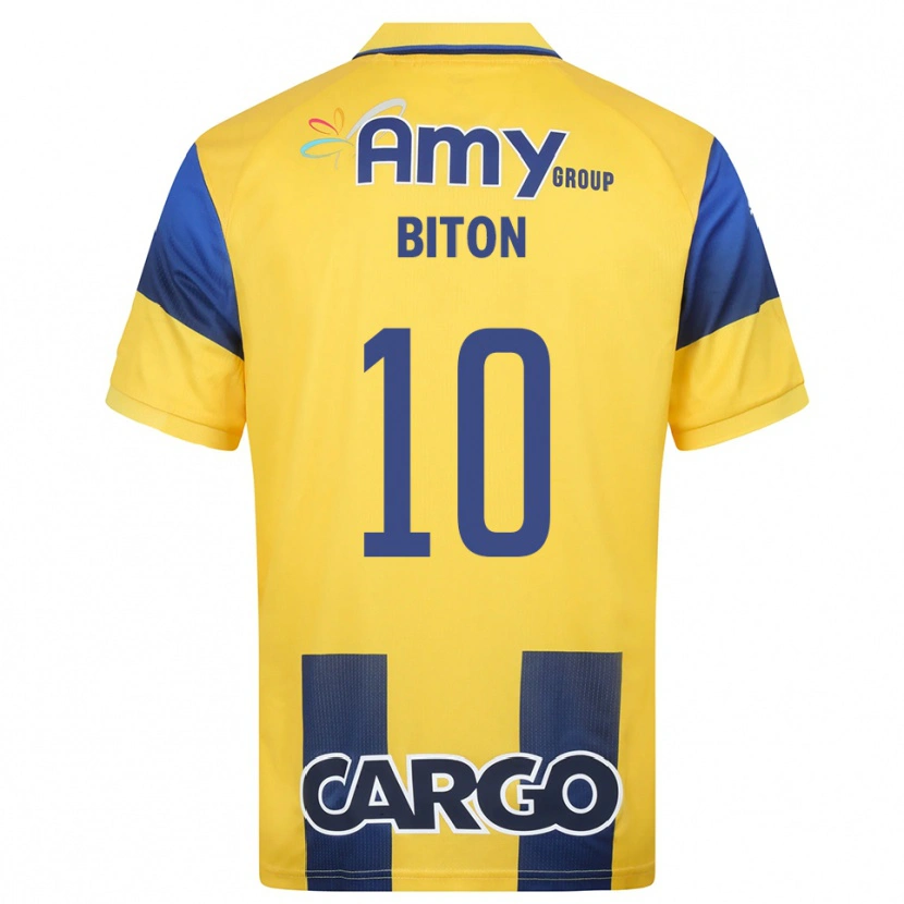 Danxen Kinderen Dan Biton #10 Geel Donkerblauw Thuisshirt Thuistenue 2025/26 T-Shirt België