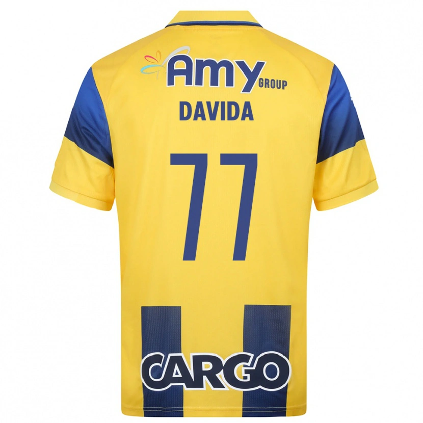 Danxen Kinderen Osher Davida #77 Geel Donkerblauw Thuisshirt Thuistenue 2025/26 T-Shirt België