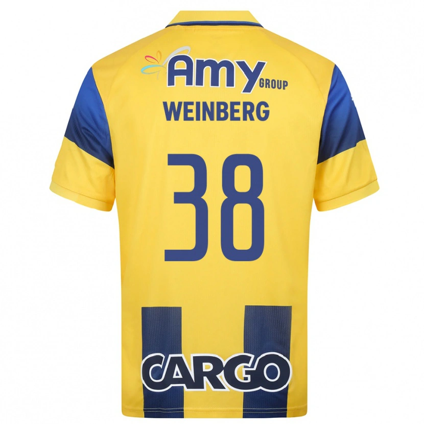Danxen Kinderen Idan Weinberg #38 Geel Donkerblauw Thuisshirt Thuistenue 2025/26 T-Shirt België