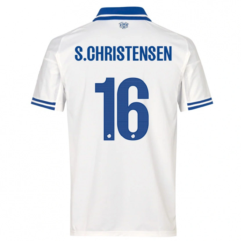 Danxen Kinderen Sebastian Christensen #16 Wit Blauw Thuisshirt Thuistenue 2025/26 T-Shirt België