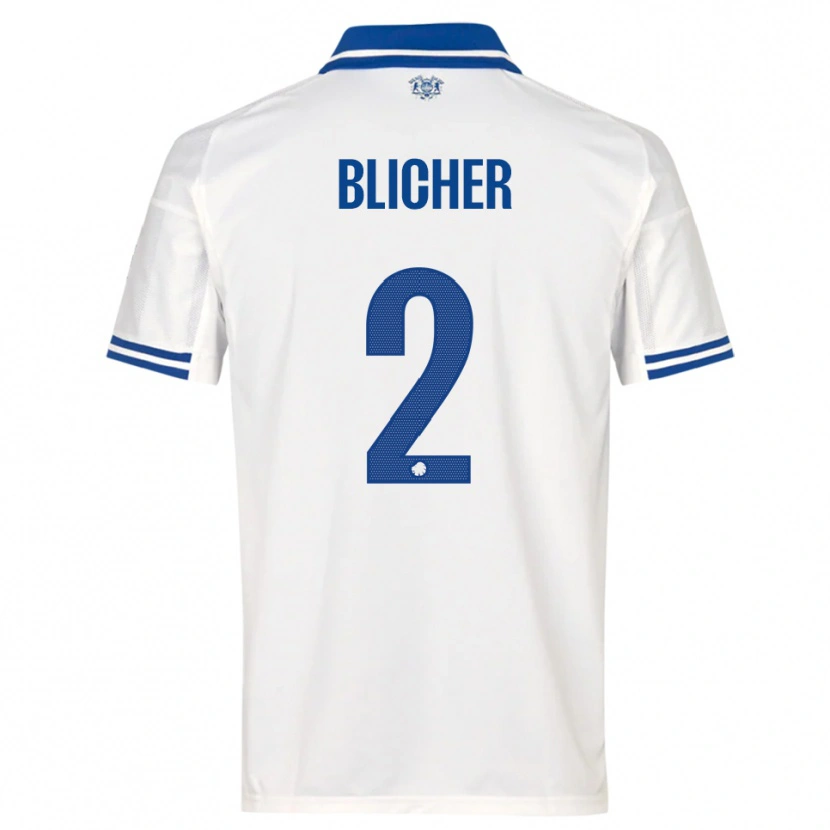 Danxen Kinderen Nicolai Blicher #2 Wit Blauw Thuisshirt Thuistenue 2025/26 T-Shirt België