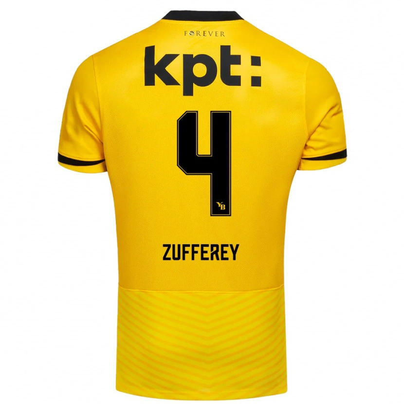 Danxen Kinderen Gil Zufferey #4 Geel Zwart Thuisshirt Thuistenue 2025/26 T-Shirt België