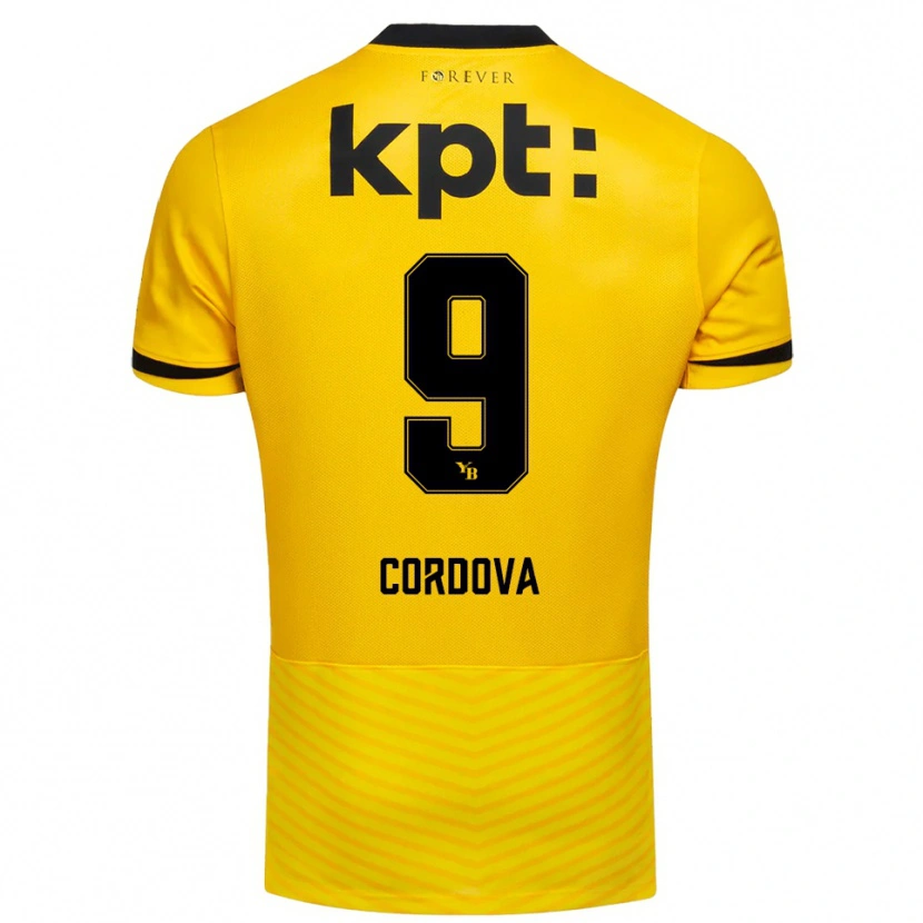 Danxen Kinderen Sergio Córdova #9 Geel Zwart Thuisshirt Thuistenue 2025/26 T-Shirt België
