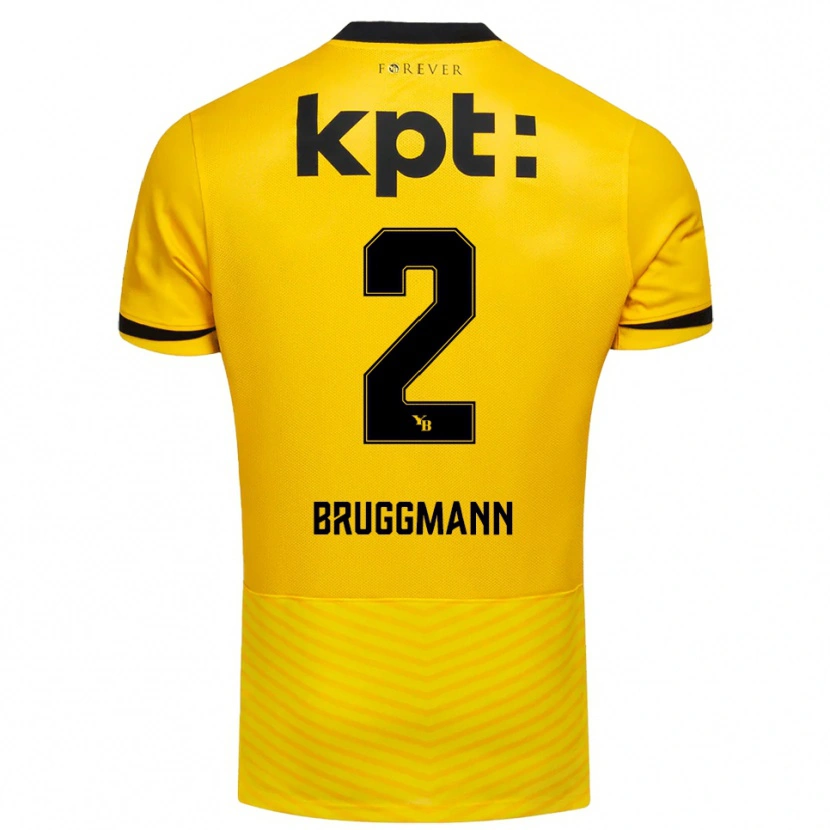 Danxen Kinderen Lino Bruggmann #2 Geel Zwart Thuisshirt Thuistenue 2025/26 T-Shirt België