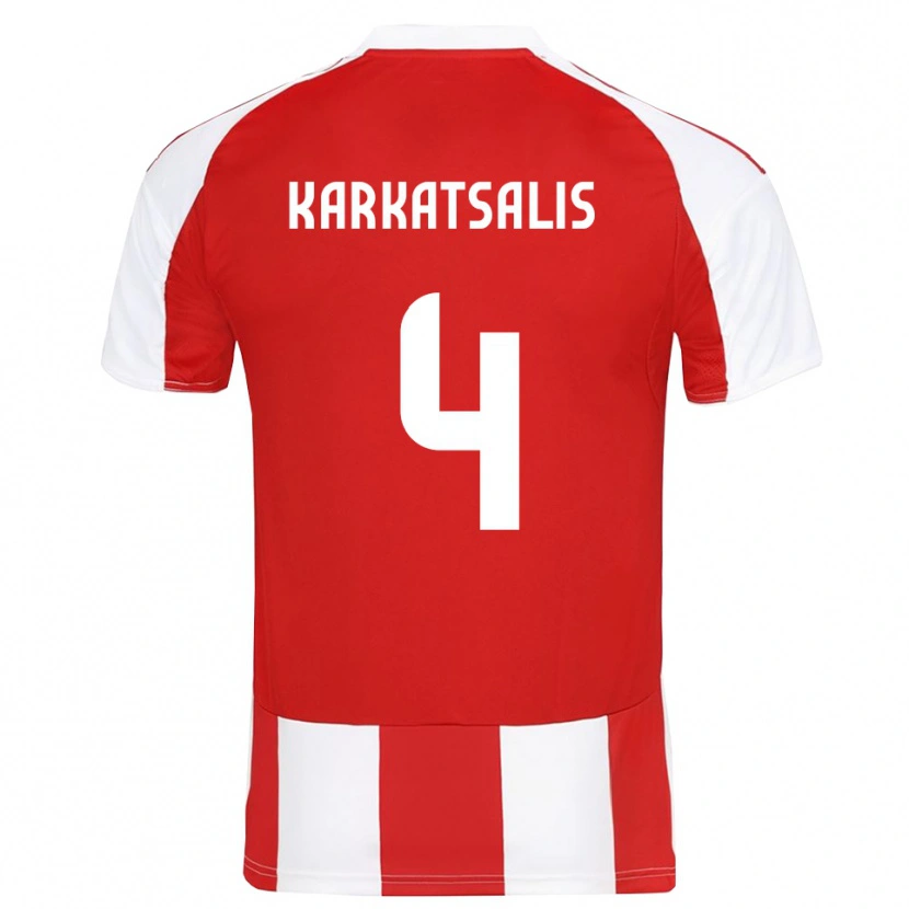 Danxen Kinderen Vasilios Karkatsalis #4 Rood Wit Thuisshirt Thuistenue 2025/26 T-Shirt België