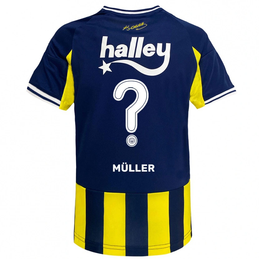 Danxen Kinderen Fabian Emre Ernst Müller #0 Geel Donkerblauw Wit Thuisshirt Thuistenue 2025/26 T-Shirt België