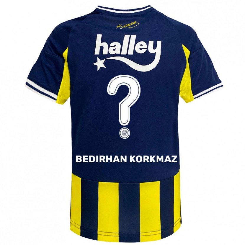 Danxen Kinderen Yağız Bedirhan Korkmaz #0 Geel Donkerblauw Wit Thuisshirt Thuistenue 2025/26 T-Shirt België