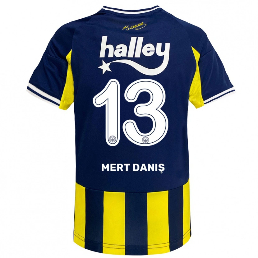 Danxen Kinderen Mustafa Mert Danış #13 Geel Donkerblauw Wit Thuisshirt Thuistenue 2025/26 T-Shirt België