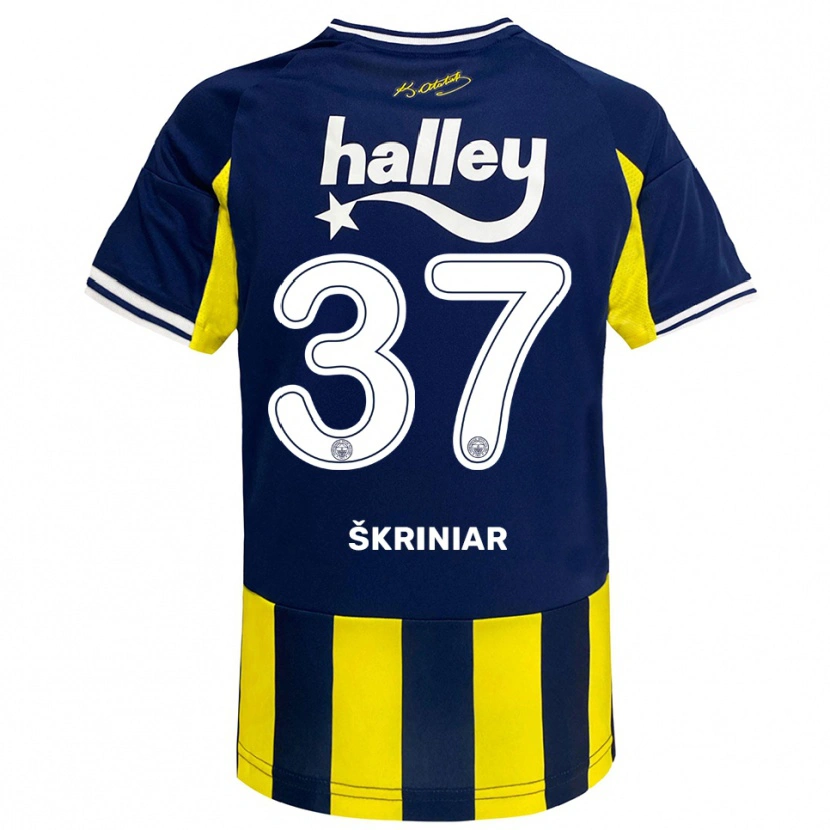 Danxen Kinderen Milan Škriniar #37 Geel Donkerblauw Wit Thuisshirt Thuistenue 2025/26 T-Shirt België
