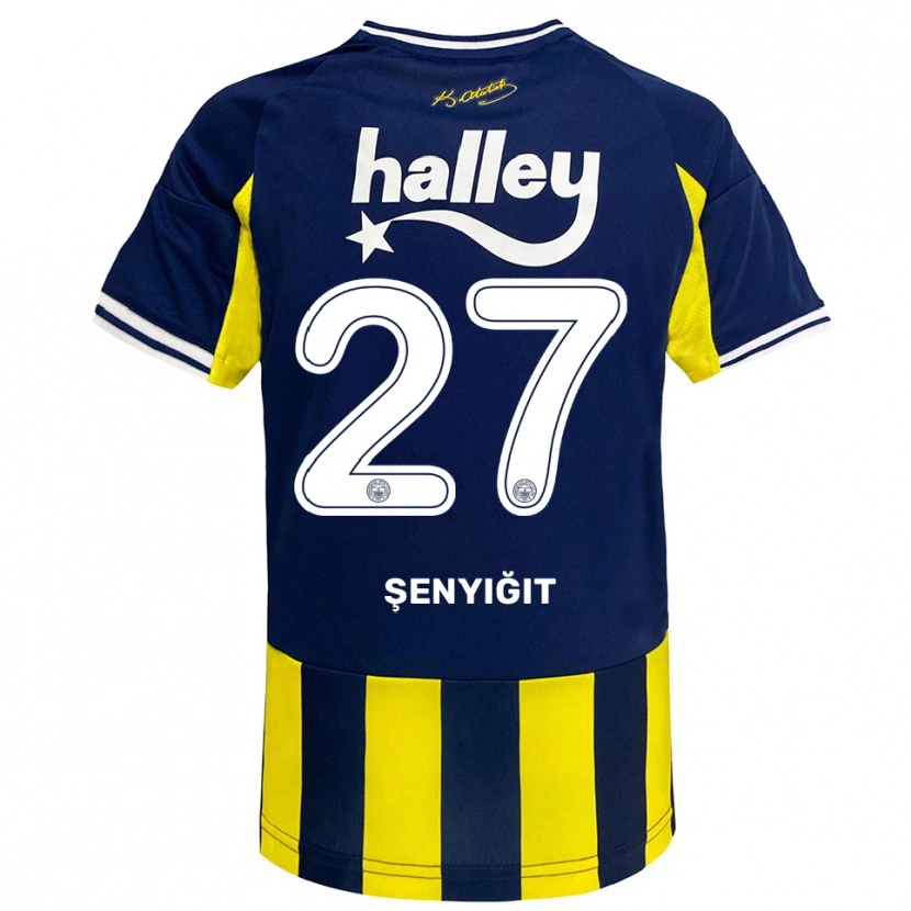 Danxen Kinderen Enes Şenyiğit #27 Geel Donkerblauw Wit Thuisshirt Thuistenue 2025/26 T-Shirt België