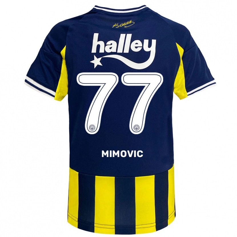 Danxen Kinderen Ognjen Mimovic #77 Geel Donkerblauw Wit Thuisshirt Thuistenue 2025/26 T-Shirt België