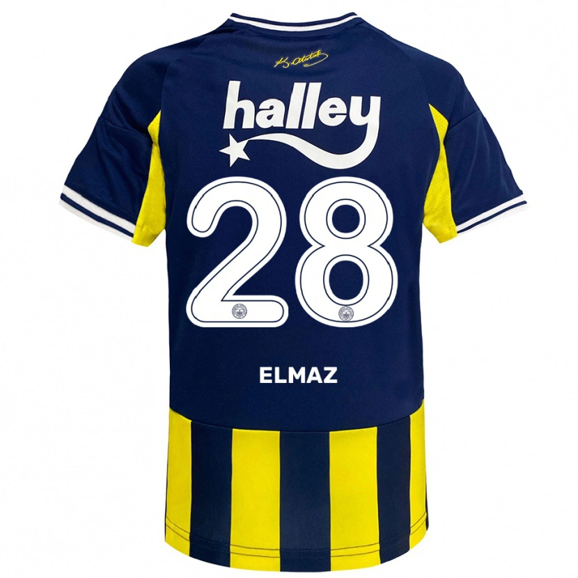 Danxen Kinderen Bartuğ Elmaz #28 Geel Donkerblauw Wit Thuisshirt Thuistenue 2025/26 T-Shirt België