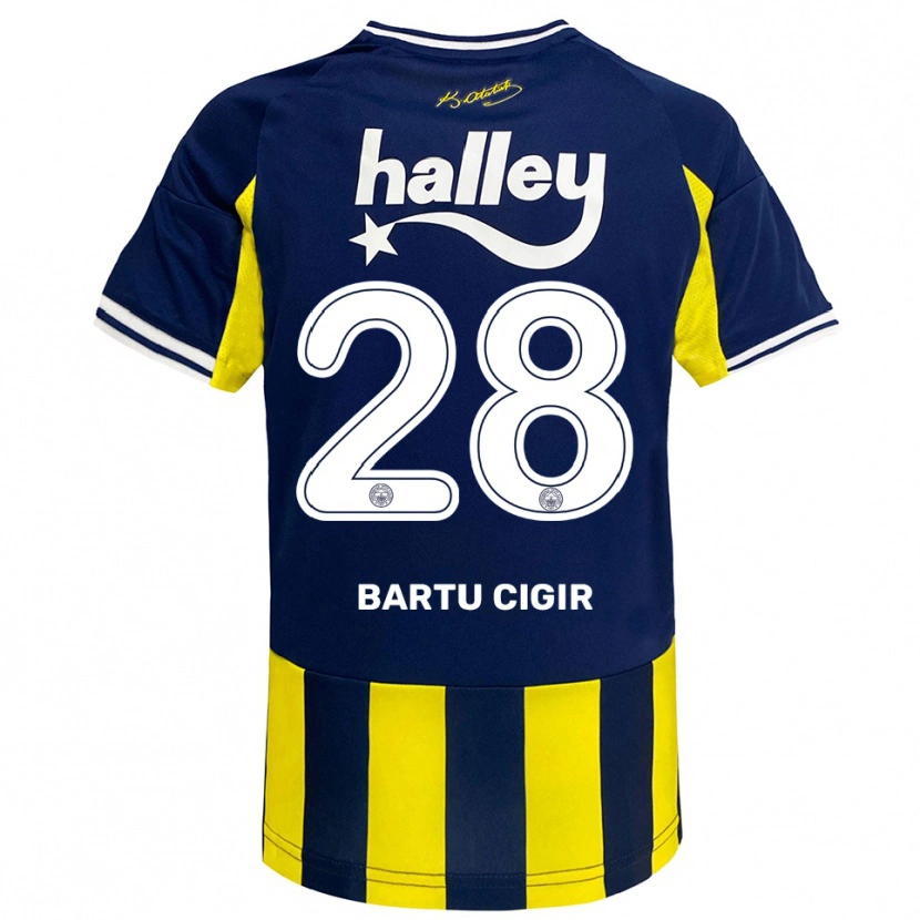 Danxen Kinderen Can Bartu Çığır #28 Geel Donkerblauw Wit Thuisshirt Thuistenue 2025/26 T-Shirt België