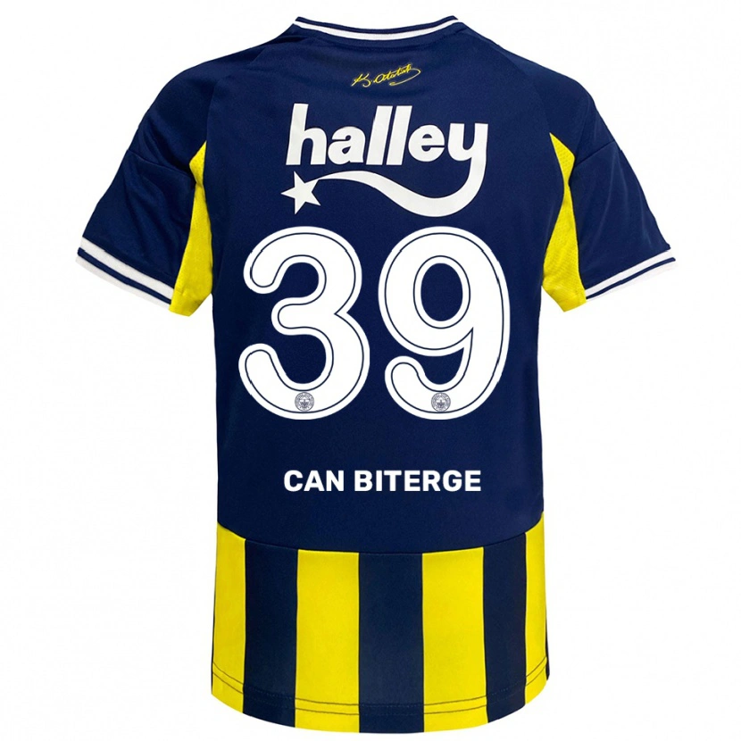 Danxen Kinderen Engin Can Biterge #39 Geel Donkerblauw Wit Thuisshirt Thuistenue 2025/26 T-Shirt België