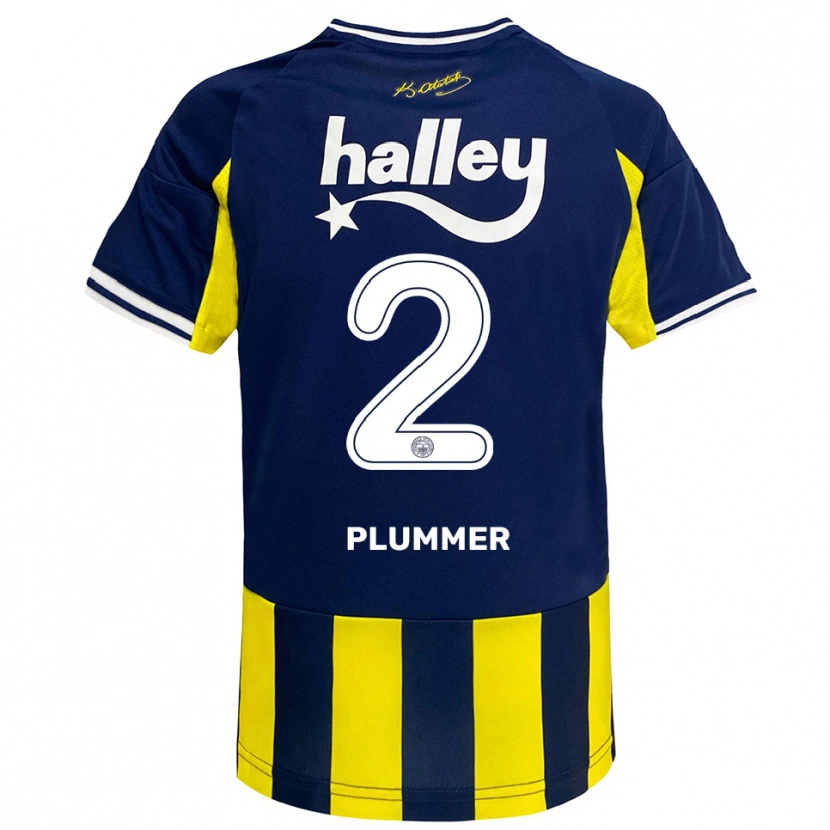 Danxen Kinderen Konya Plummer #2 Geel Donkerblauw Wit Thuisshirt Thuistenue 2025/26 T-Shirt België