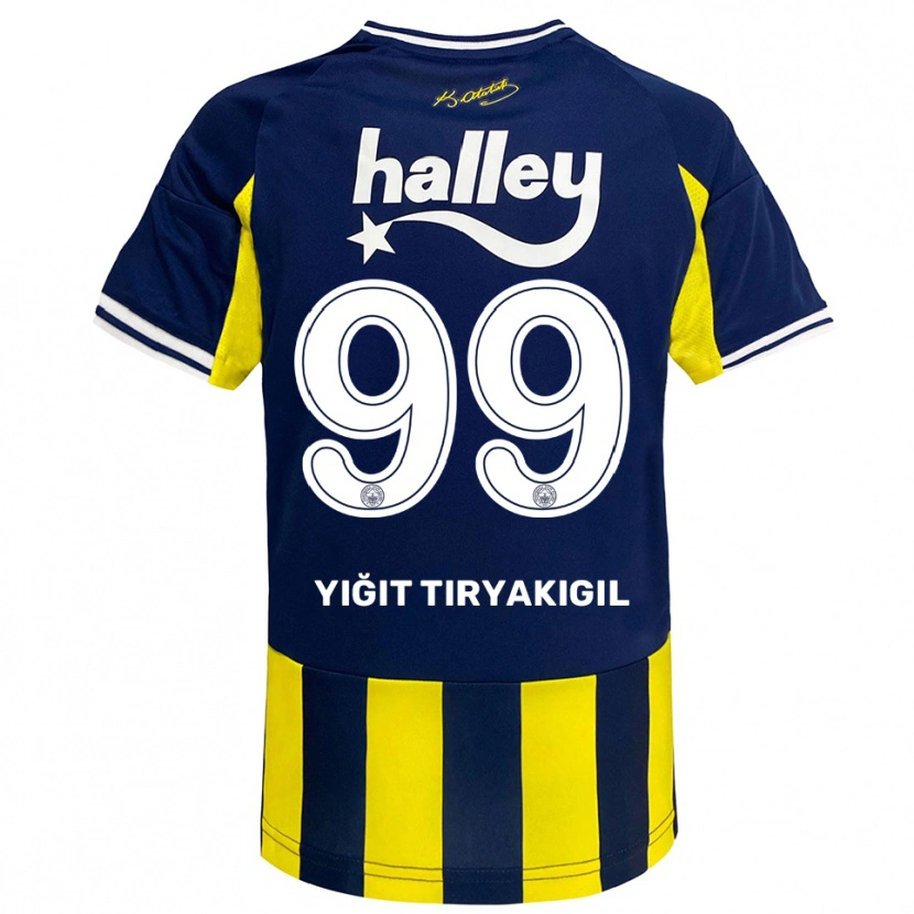 Danxen Kinderen Ömer Yiğit Tiryakigil #99 Geel Donkerblauw Wit Thuisshirt Thuistenue 2025/26 T-Shirt België