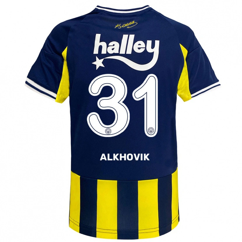 Danxen Kinderen Karyna Alkhovik #31 Geel Donkerblauw Wit Thuisshirt Thuistenue 2025/26 T-Shirt België