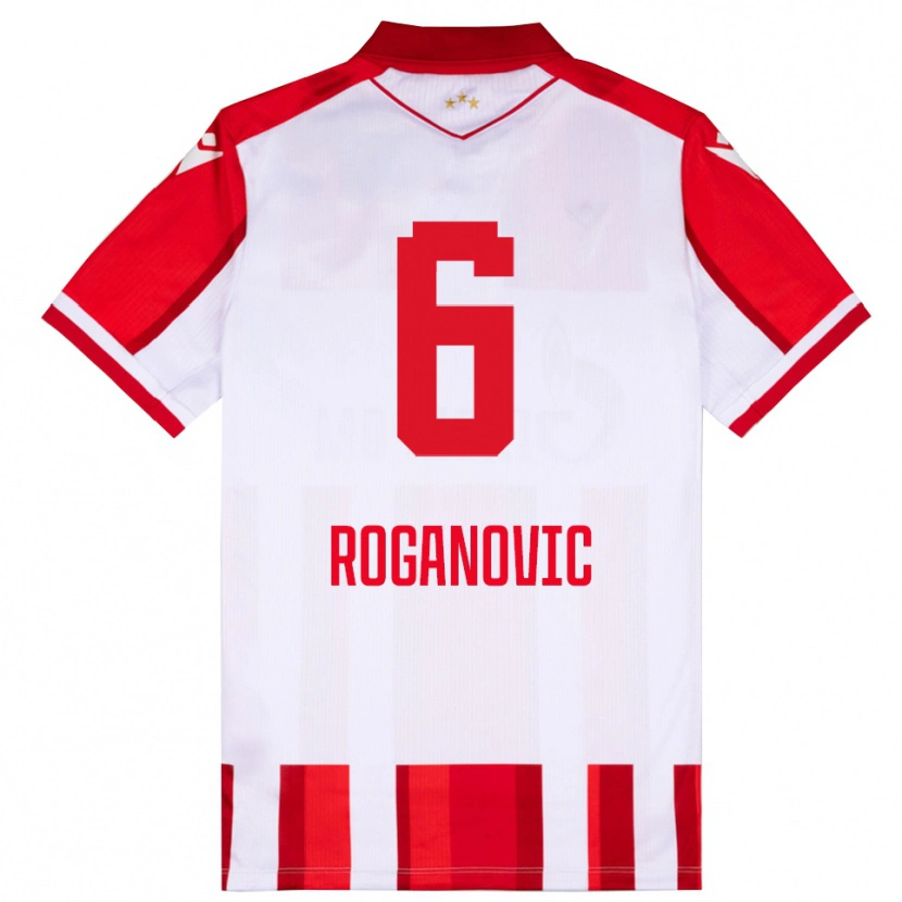 Danxen Kinderen Vuk Roganovic #6 Rood Wit Thuisshirt Thuistenue 2025/26 T-Shirt België