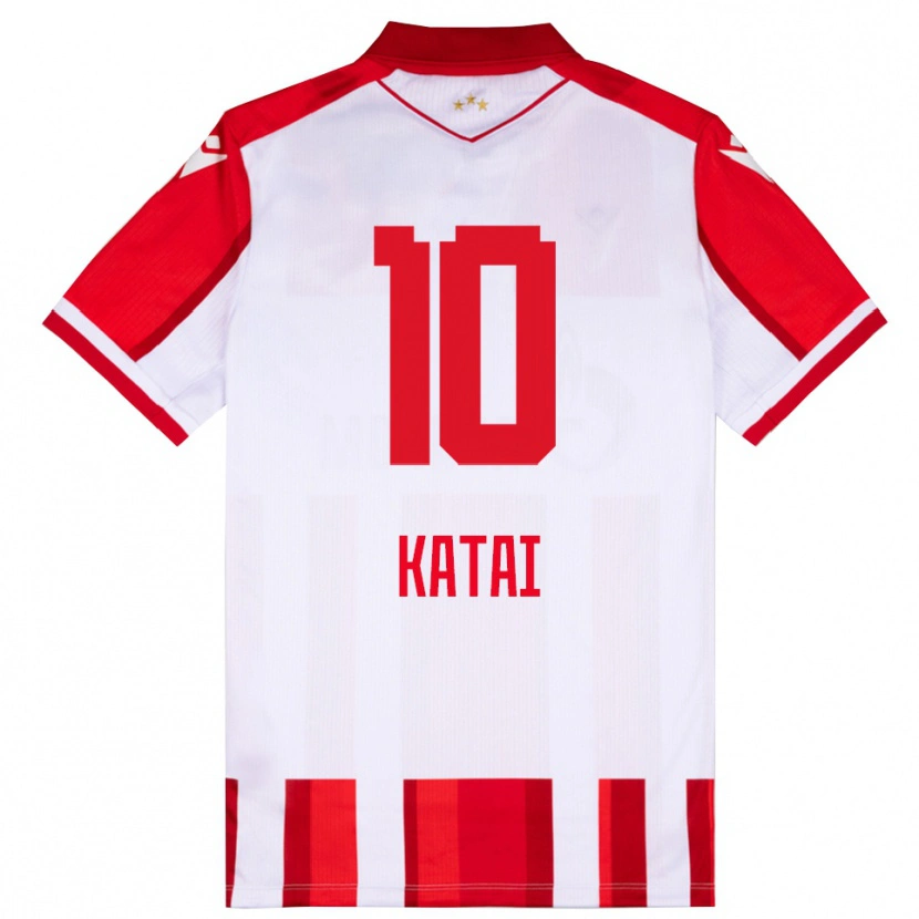 Danxen Kinderen Aleksandar Katai #10 Rood Wit Thuisshirt Thuistenue 2025/26 T-Shirt België