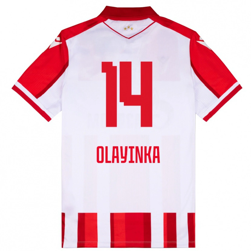 Danxen Kinderen Peter Olayinka #14 Rood Wit Thuisshirt Thuistenue 2025/26 T-Shirt België