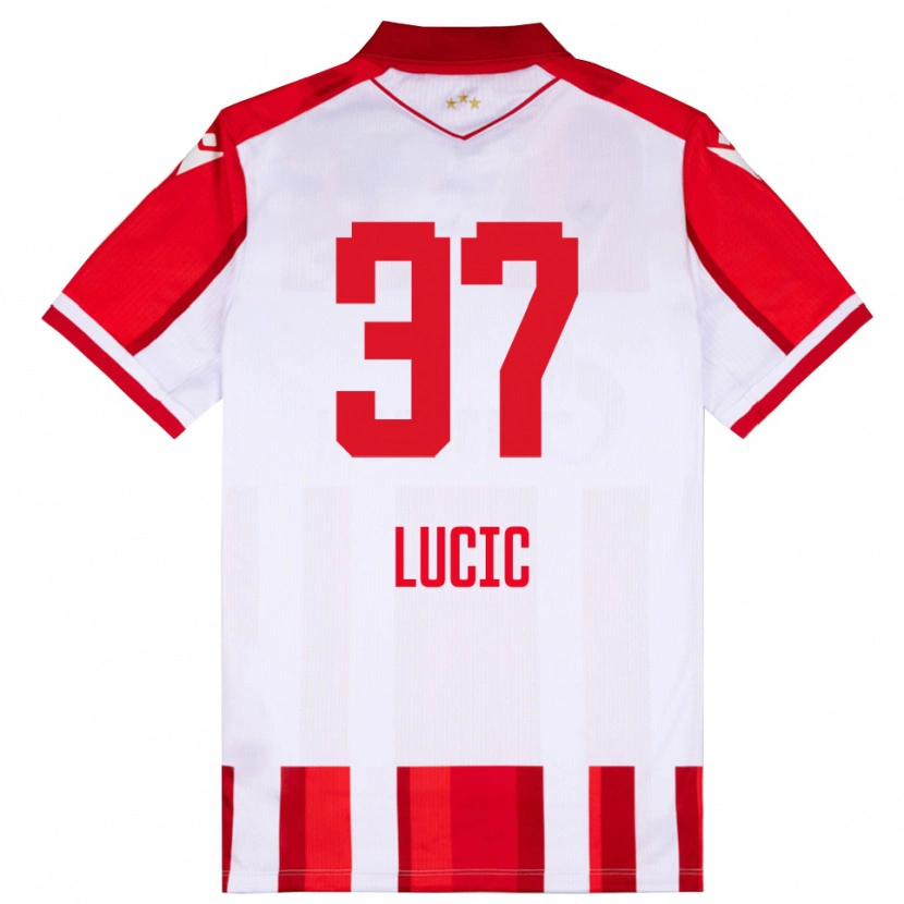 Danxen Kinderen Vladimir Lucic #37 Rood Wit Thuisshirt Thuistenue 2025/26 T-Shirt België