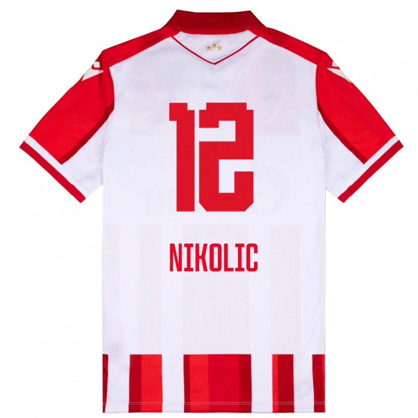 Danxen Kinderen Uros Nikolic #12 Rood Wit Thuisshirt Thuistenue 2025/26 T-Shirt België