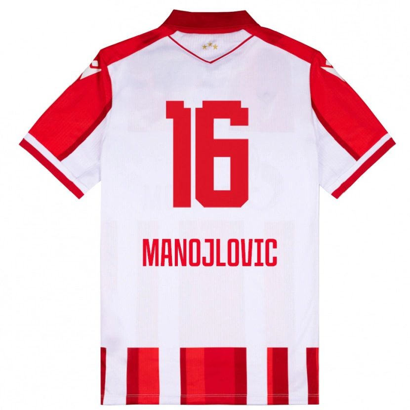 Danxen Kinderen Petar Manojlovic #16 Rood Wit Thuisshirt Thuistenue 2025/26 T-Shirt België
