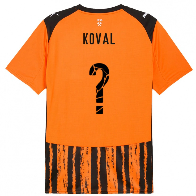 Danxen Kinderen Maksym Koval #0 Oranje Zwart Thuisshirt Thuistenue 2025/26 T-Shirt België