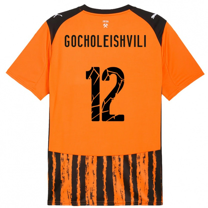 Danxen Kinderen Giorgi Gocholeishvili #12 Oranje Zwart Thuisshirt Thuistenue 2025/26 T-Shirt België