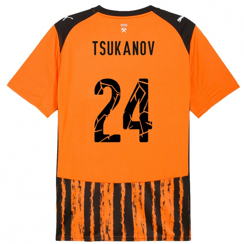 Danxen Kinderen Viktor Tsukanov #24 Oranje Zwart Thuisshirt Thuistenue 2025/26 T-Shirt België