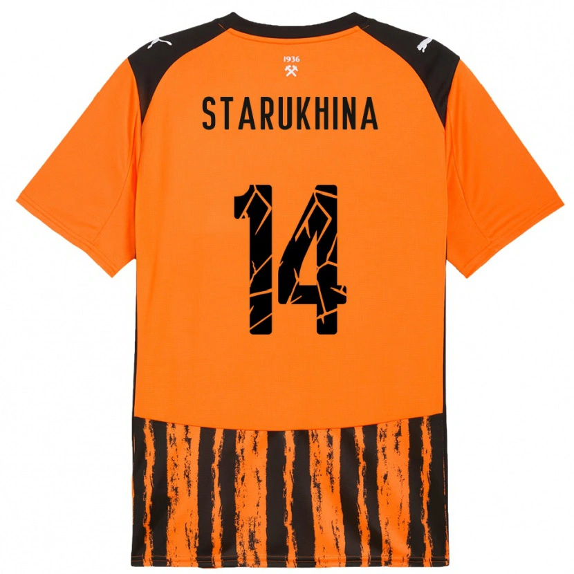 Danxen Kinderen Alina Starukhina #14 Oranje Zwart Thuisshirt Thuistenue 2025/26 T-Shirt België