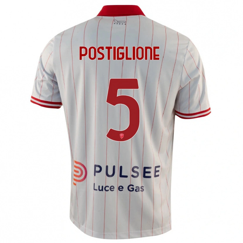 Danxen Kinderen Nicolò Postiglione #5 Wit Rood Blauw Uitshirt Uittenue 2025/26 T-Shirt België