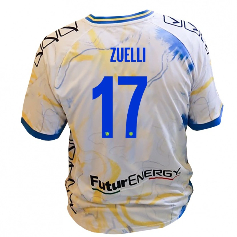 Danxen Kinderen Emanuele Zuelli #17 Wit Geel Blauw Uitshirt Uittenue 2025/26 T-Shirt België