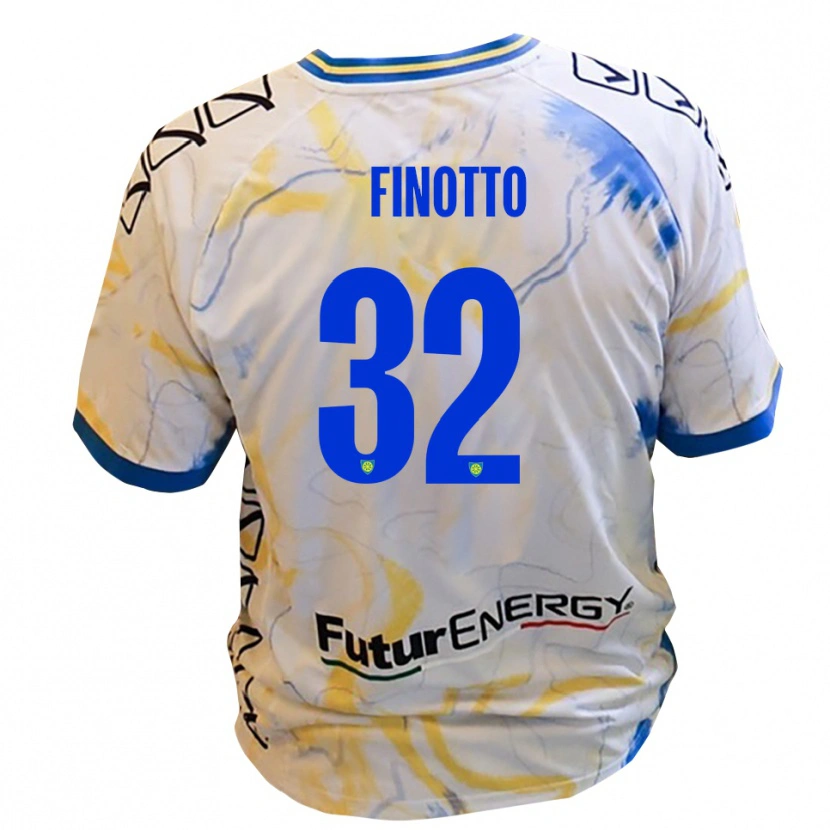 Danxen Kinderen Mattia Finotto #32 Wit Geel Blauw Uitshirt Uittenue 2025/26 T-Shirt België