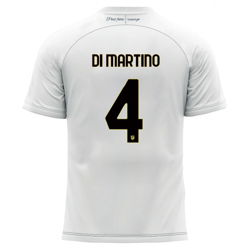 Danxen Kinderen Mattia Di Martino #4 Wit Geel Uitshirt Uittenue 2025/26 T-Shirt België