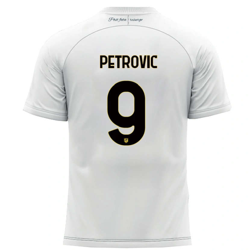 Danxen Kinderen Tomi Petrovic #9 Wit Geel Uitshirt Uittenue 2025/26 T-Shirt België