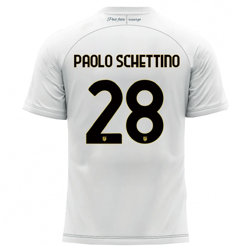 Danxen Kinderen Francesco Paolo Schettino #28 Wit Geel Uitshirt Uittenue 2025/26 T-Shirt België