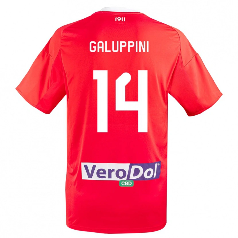 Danxen Kinderen Francesco Galuppini #14 Rood Wit Uitshirt Uittenue 2025/26 T-Shirt België
