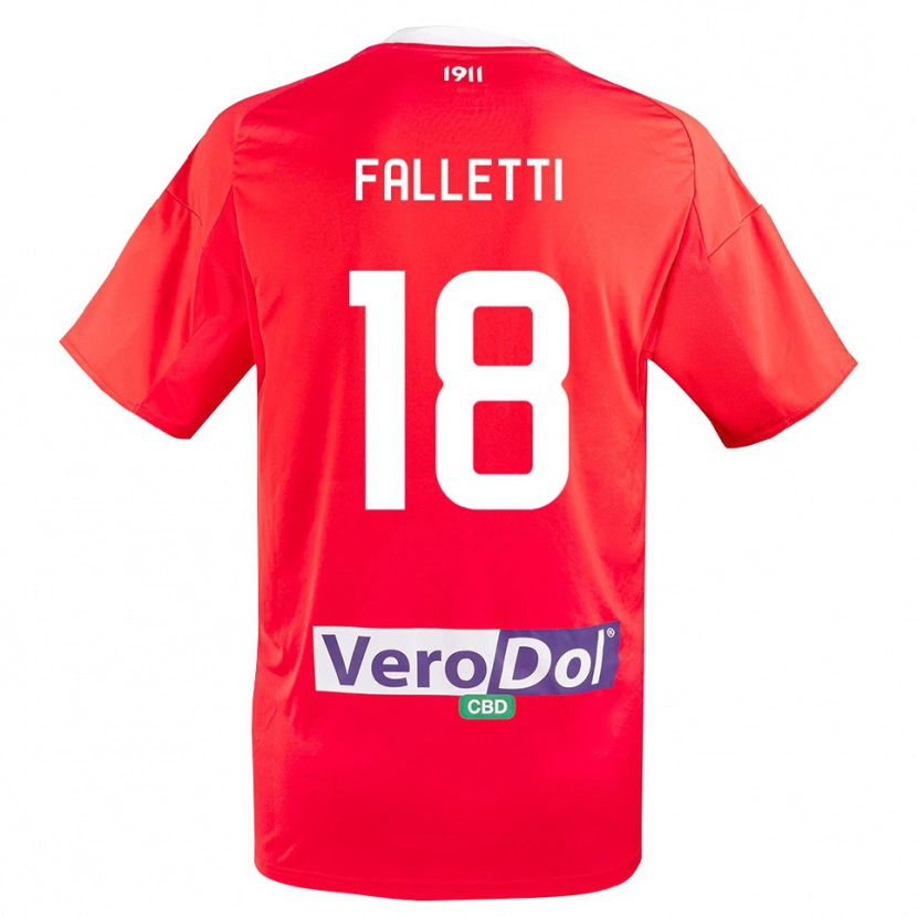 Danxen Kinderen César Falletti #18 Rood Wit Uitshirt Uittenue 2025/26 T-Shirt België