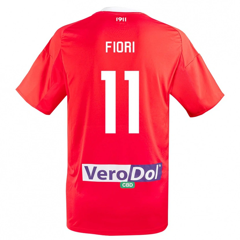 Danxen Kinderen Antonio Fiori #11 Rood Wit Uitshirt Uittenue 2025/26 T-Shirt België