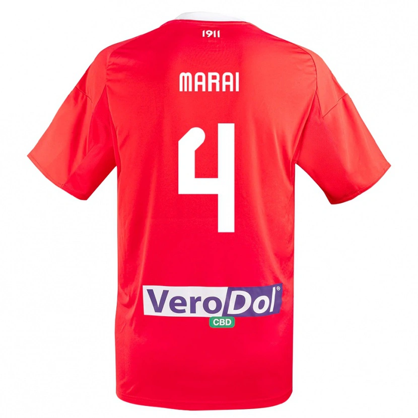 Danxen Kinderen Cristian Marai #4 Rood Wit Uitshirt Uittenue 2025/26 T-Shirt België