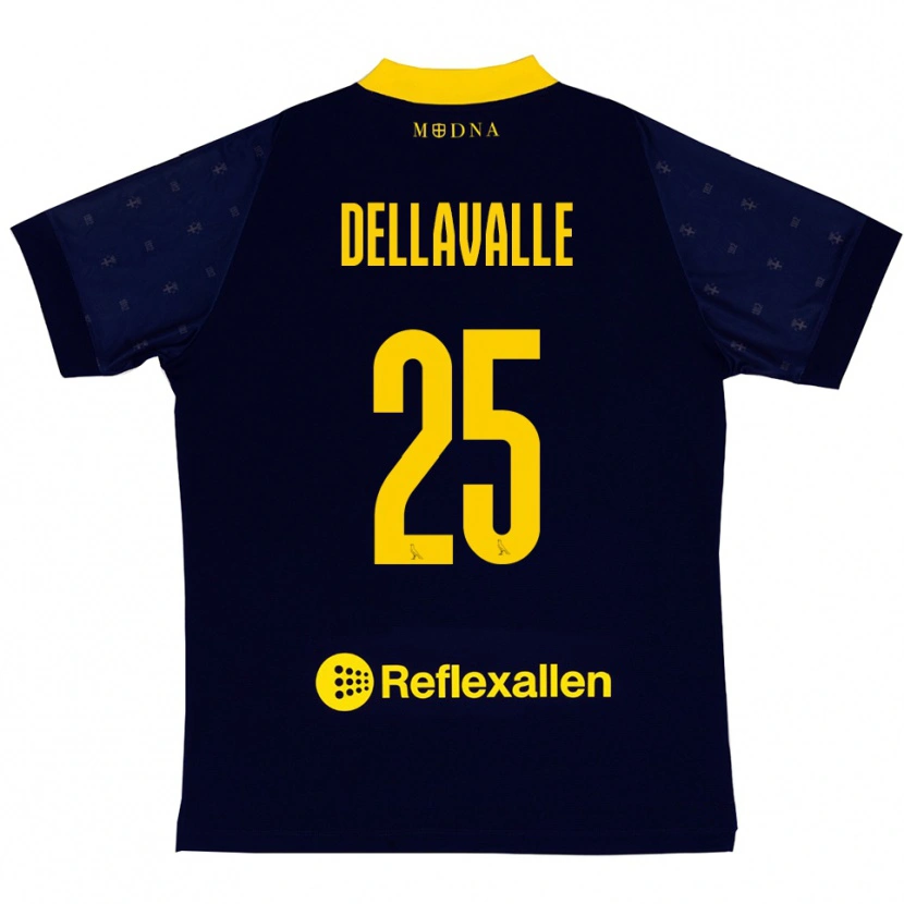 Danxen Kinderen Alessandro Dellavalle #25 Donkerblauw Geel Uitshirt Uittenue 2025/26 T-Shirt België