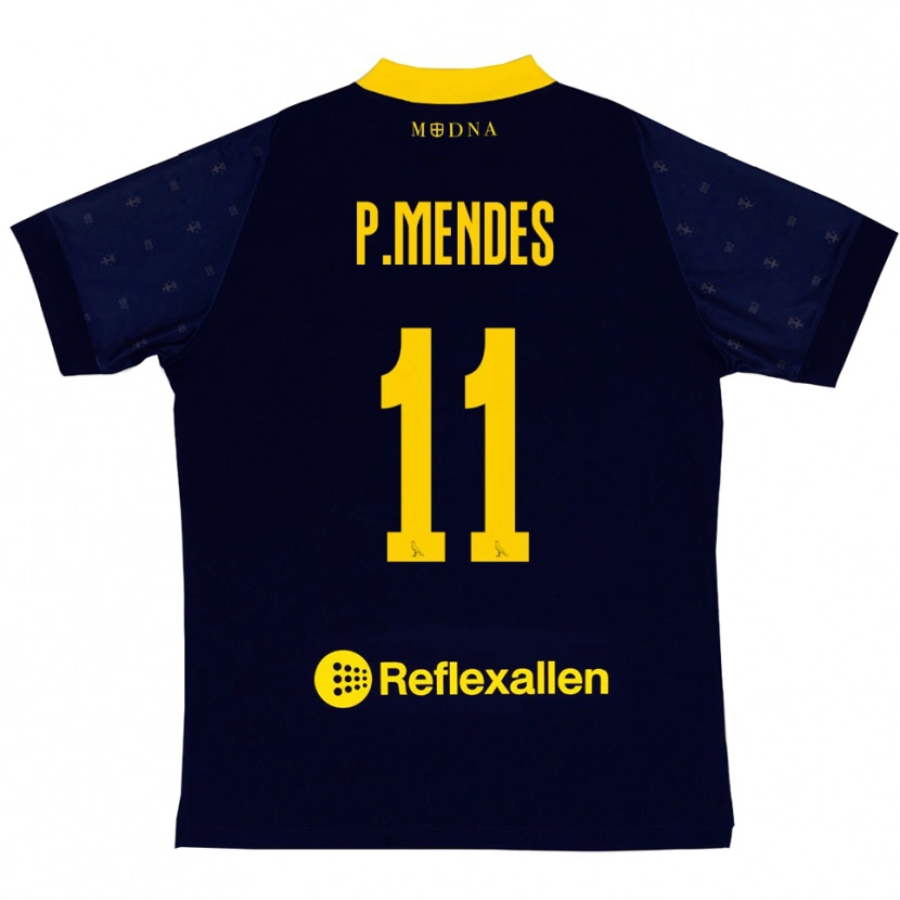 Danxen Kinderen Pedro Mendes #11 Donkerblauw Geel Uitshirt Uittenue 2025/26 T-Shirt België